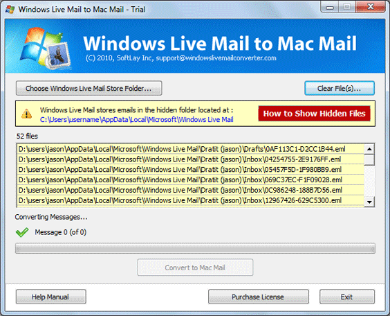 Windows 7 SoftLay Windows Live Mail to Mac Converter 4.7 full