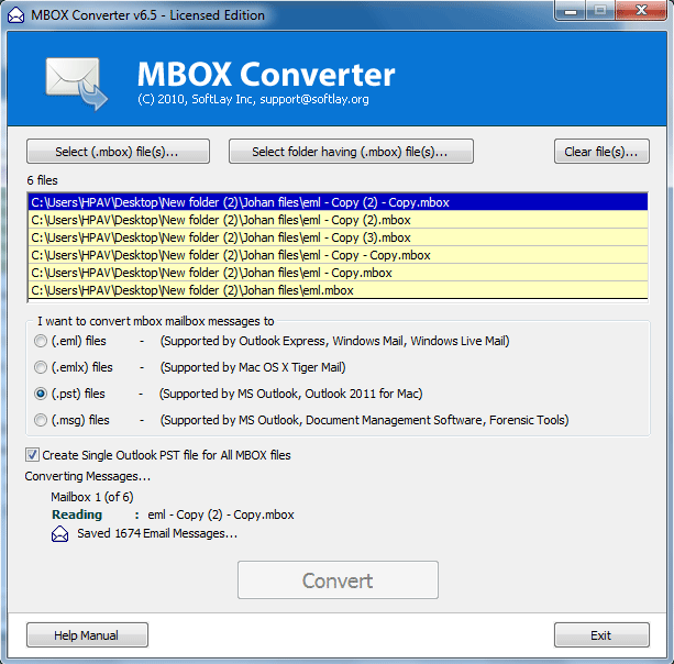 MBOX Import to Outlook PST Format 6.5 full