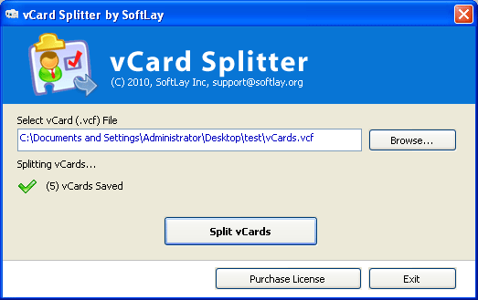 SoftLay vCard Splitter screenshot