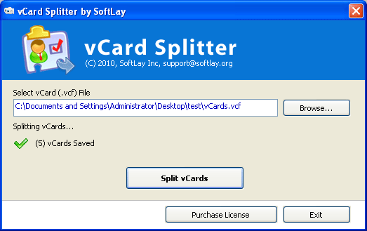 Separate vCard Contacts screenshot